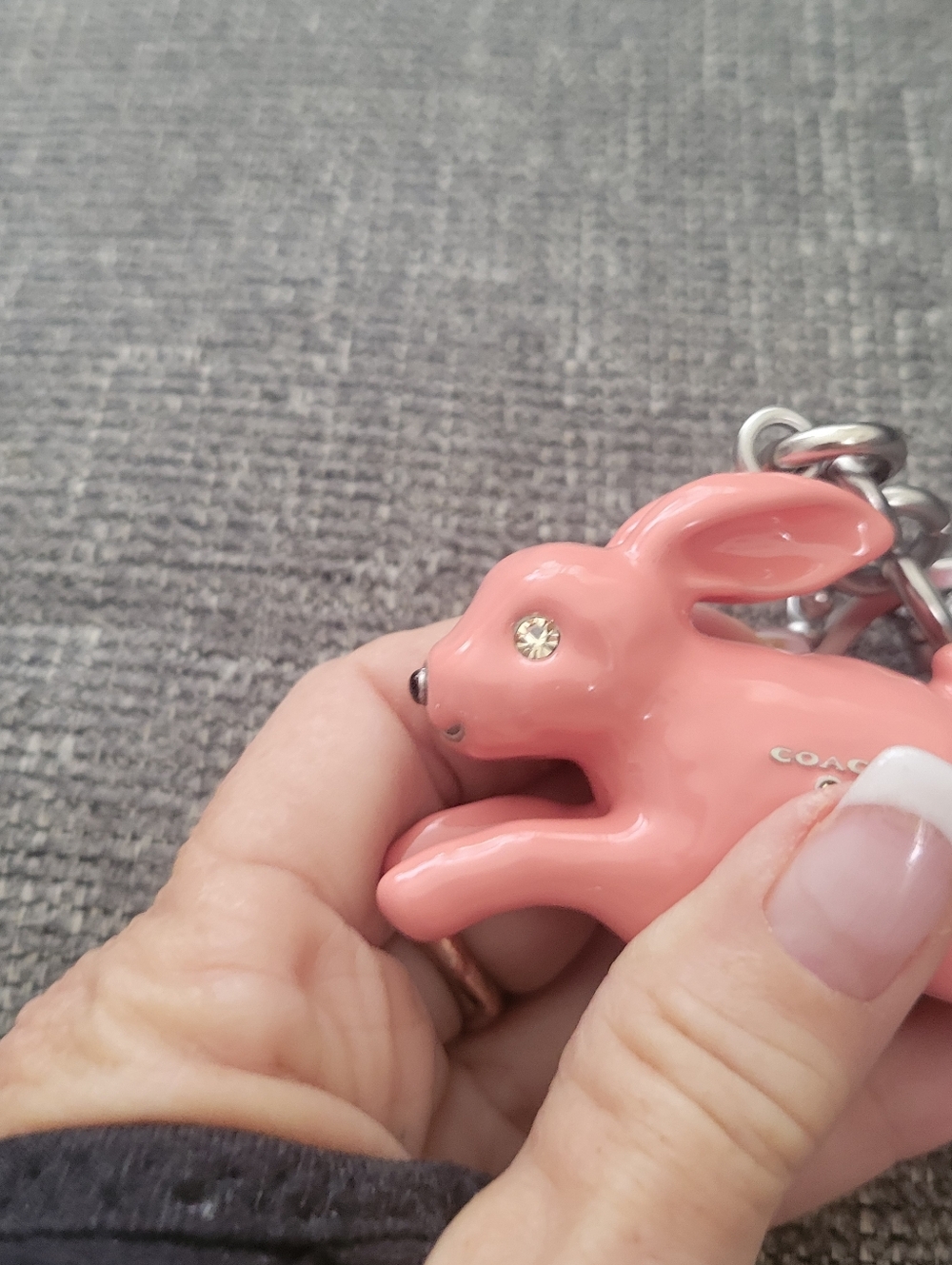 Coach Coral Pink Bunny Charm Key Charm with Crystal Eye - Picture 14 of 16